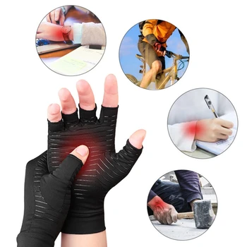 1 Пара компрессионных перчаток, эластичных для снятия боли в суставах на полпальца, спортивные перчатки для вождения, езды на велосипеде, Унисекс