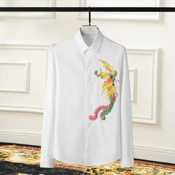 Высококачественная роскошная ювелирная рубашка с вышивкой несколькими стежками, мужская рубашка с длинными рукавами, устойчивая к появлению морщин, не содержащая железа