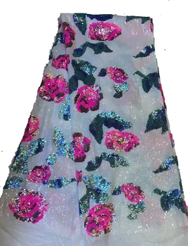 Красивые цветы Французский тюль блестки Кружевная одежда Платье Сетка Сетчатая ткань швейные ткани поделки для свадьбы 2023 года