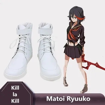 JP Аниме Kill la Kill Matoi Ryuuko Косплей Белая обувь из искусственной кожи