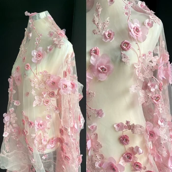 Кружевная ткань с вышивкой для платья с кружевным дизайном 