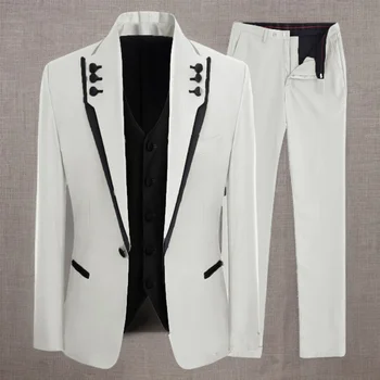 Белые официальные мужские костюмы, смокинги из 3 предметов для мужчин, сшитые на заказ для вечеринки, свадебный костюм жениха, шафера, Новое поступление 2023 года
