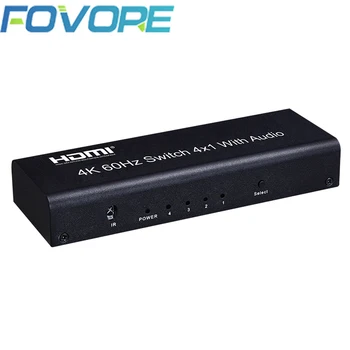 Переключатель HDMI 4K 60Hz Switch 4 in 1 out HD-MI Splitter/Switcher Аудио Экстрактор с ИК-Пультом Дистанционного Управления ARC для телевизора Xbox HDTV PS4