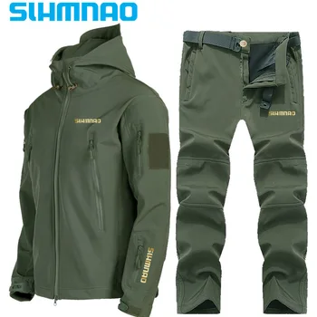 2023Soft Shell Fishing Charge Coat Мужское зимнее пальто Военно-тактический ветрозащитный и водонепроницаемый костюм для альпинизма, велосипедный костюм