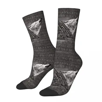 Носки с изображением валькнут и волков Viking с 3D-принтом для мальчиков и девочек, носки до середины икры