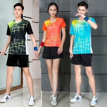 Мужские / женские футболки для бадминтона, быстросохнущая дышащая спортивная одежда с коротким рукавом, теннисные рубашки для тренировок, футболка для пинг-понга 9906