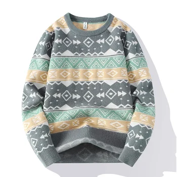 Зимний теплый мужской свитер 2023 года, утолщенный пуловер, классический свитер с длинным рукавом, мужской повседневный свитер с круглым вырезом k907