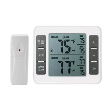 Беспроводной цифровой термометр для холодильника Звуковая сигнализация Внутренний Наружный термометр с датчиком Морозильный термометр