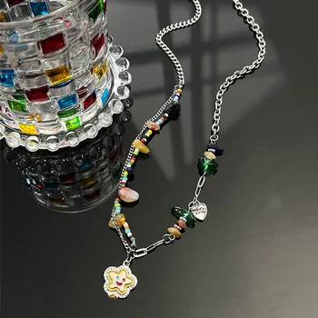 Ожерелья-чокеры из бусин Boho Smile, тренд 2023, богемная цепочка на шею, ожерелье ярких цветов Egirl Emo, модные украшения для девочек и женщин