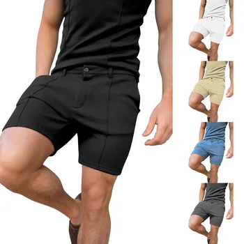 Однотонные Новые спортивные Повседневные деловые мужские эластичные облегающие персонализированные модные шорты