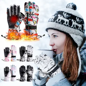 Зимние теплые Лыжные перчатки для сноуборда, водонепроницаемые Перчатки с сенсорным экраном и карманом на молнии Для мужчин и женщин