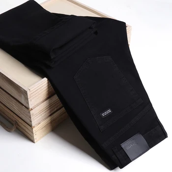 2023 Новые мужские джинсы стрейч Regular Fit Модные повседневные хлопковые деловые черные джинсовые брюки Мужские брюки