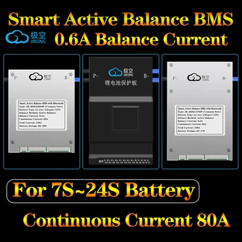 JK Smart BMS Active Balance LiFePO4 Li-ion 7S 8S 13S 17S 21S 24V 36V 48V 72V 80A Плата Защиты Литиевой Батареи С Bluetooth