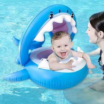 1 шт. Доставьте удовольствие от игры в бассейне с этим мультяшным надувным кольцом для плавания с большой акулой!