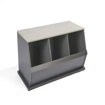 Штабелируемые деревянные кубики на три ящика, серый