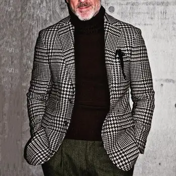 Осенне-зимний приталенный клетчатый строгий пиджак мужской британский деловой джентльмен Универсальный Элегантный однобортный повседневный мужской костюм в стиле ретро