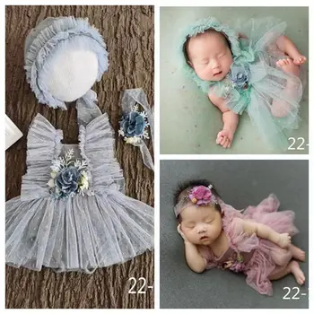 Детский костюм, повязка на голову, Комплект одежды, Летнее платье для маленькой девочки, Милый наряд принцессы Для новорожденных, Реквизит для фотосъемки, аксессуары