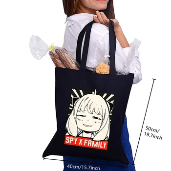 Японское аниме Spy X Family Anya Оригинальный дизайн Белые модные дорожные сумки Унисекс Черная хозяйственная сумка