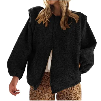 Женская осенне-зимняя флисовая куртка из искусственной шерсти со встроенным длинным рукавом, повседневная свободная верхняя одежда с карманами, новинка 2023 года, женская одежда