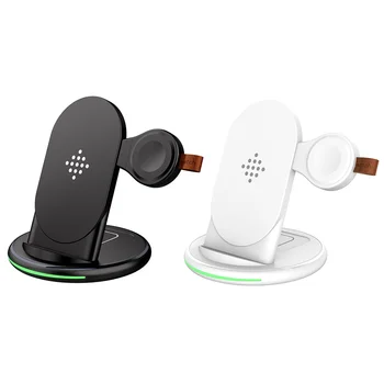 Беспроводное Зарядное Устройство Для Телефона С Портом Type C Зарядная Док-станция 15 Вт Портативный Держатель Зарядного Устройства для iWatch Airpods для Fitbit Versa 3 /Sense