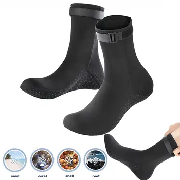 1 пара 3 мм неопреновых пляжных носков для плавания и дайвинга, Зимние теплые Унисекс, Термальные пляжные носки, противоскользящие носки для дайвинга и серфинга, Пляжные ботинки