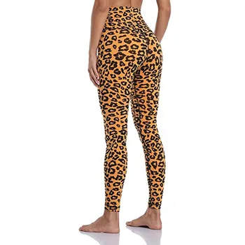 Леопардовые леггинсы, женские тренировочные спортивные брюки, женские сексуальные леггинсы для йоги с высокой растяжкой, спортивные штаны для фитнеса и бега, активные брюки полной длины