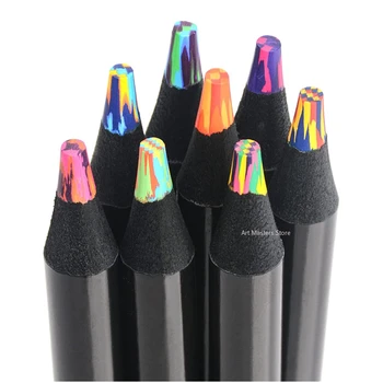8-цветной набор радужных ручек для рисования эскизов 12-цветным радужным карандашом из прочного черного дерева, детские принадлежности для рисования граффити 