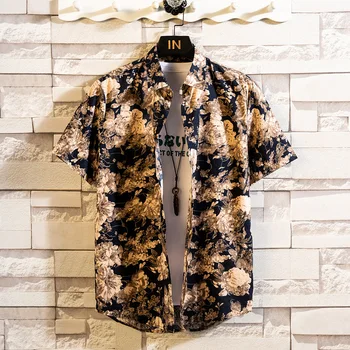 Летняя Мужская Гавайская рубашка с цветочным рисунком, Гавайи, Мужские топы с коротким рукавом, Повседневная одежда с принтом, Блузка с цветочным рисунком, Мода 2023 года
