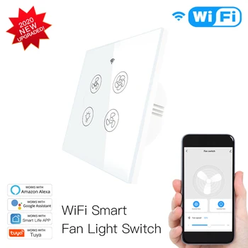 2/3-полосное управление Работа с Alexa Google Home Wifi Switch Smart Life Умный Потолочный вентилятор Выключатель света Умный дом Smart Switch Rf433