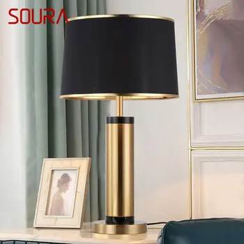 Современная настольная лампа SOURA из черного золота, светодиодная Винтажная Креативная Простая Прикроватная тумбочка для дома, гостиной, спальни