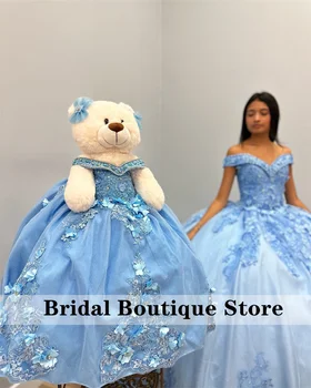 Специальная ссылка на персонализированное пышное платье с плюшевым мишкой, голубое кружевное платье с цветами, аппликации, кристаллы, бусины