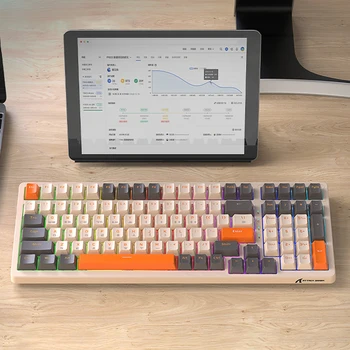 Игровая клавиатура с RGB подсветкой, 100 клавиш, механическая клавиатура K98, полноклавишная клавиатура с горячей заменой клавиш для компьютера, ноутбука, ПК