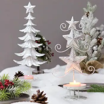 Подставка для свечей, сверкающий Рождественский подсвечник с устойчивым круглым основанием, Праздничная Рождественская елка, Подсвечник с Лосем, Украшение рабочего стола, Рождество
