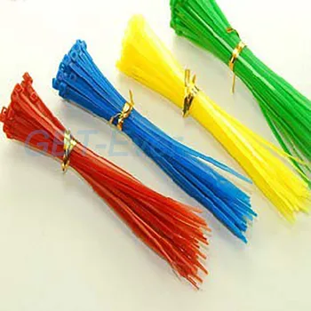 30 шт. разноцветных нейлоновых кабельных стяжек 3x100 мм, регулируемые самоблокирующиеся шнурные стяжки, Крепежная петля для ремней, Многоразовые пластиковые проволочные стяжки