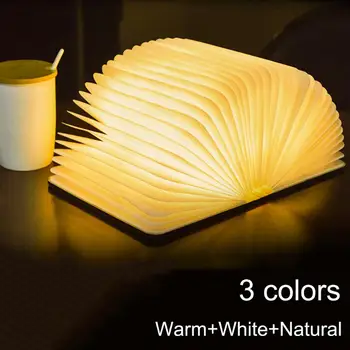 Портативный 3 Цвета 3D Креативный светодиодный Книжный Ночник Деревянный 5 В USB Перезаряжаемый Магнитный Складной Стол Настольная Лампа Украшение дома