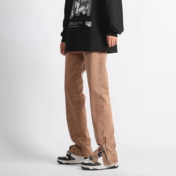Осенние и весенние мужские винтажные джинсы-стрейч, хлопковые Маленькие прямые джинсовые брюки делового корейского стиля, мужской бренд Плюс размер E133