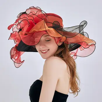 Солнцезащитная шляпа с сетчатым цветочным декором и легким загнутым краем из искусственного хрусталя, кепка для вечеринки, кепка для сценического шоу