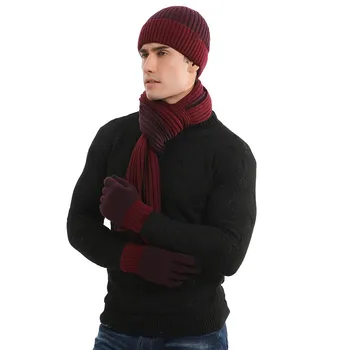 Комплект из 3 предметов, мужские и женские уличные теплые и морозостойкие перчатки, осенне-зимний воротник и плюшевая шапка из утолщенной шерсти.