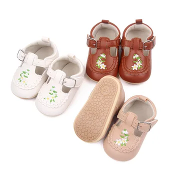 Citgeett / Осенняя обувь принцессы для новорожденных девочек из мягкой искусственной кожи с вышивкой в виде цветка, нескользящая обувь для первых прогулок