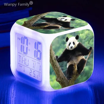 Naughty Panda 7 цветов, меняющий цифровой будильник, детские игрушки, подарки, таймер пробуждения в студенческой комнате, домашний декор, портативные настольные часы