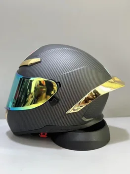 Полнолицевый Мотоциклетный шлем pista 70-х годов, юбилейный золотой матово-черный шлем, шлем для езды на мотокроссе, шлем для мотобайка