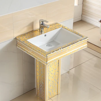 Таз на пьедестале, цвет золотой, умывальник, креативный керамический настольный таз, Цветная раковина для умывальника, раковина для туалетного столика
