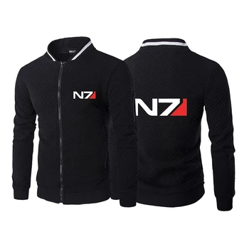 2023 Весна Осень N7 С логотипом Mass Effect, однотонная куртка с круглым вырезом, мужская приталенная куртка с длинным рукавом, повседневные модные пальто на молнии