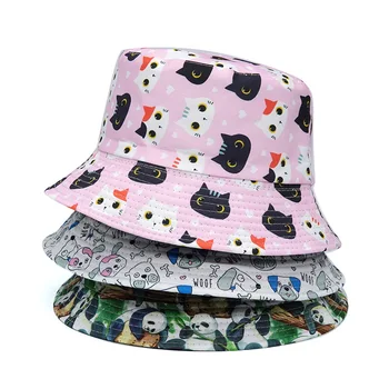 2023 Новые хлопковые шляпы-ведерки с животным принтом для мужчин и женщин, летняя солнцезащитная рыбацкая шляпа, дорожная пляжная панама, женская милая шляпа