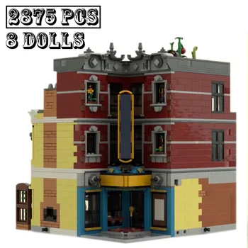 В наличии Новый MOC -135741 Перевернутый Джаз-клуб City Street View Модульные строительные блоки, кирпичи, развивающие игрушки для подарков на День рождения