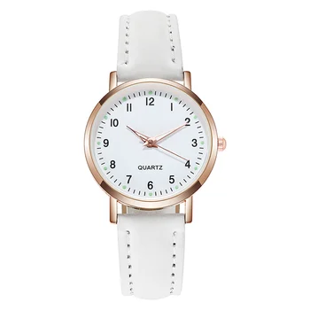 Модные кварцевые женские часы с минималистичным круглым циферблатом, светящиеся кварцевые наручные часы для подруги, подарок на день рождения
