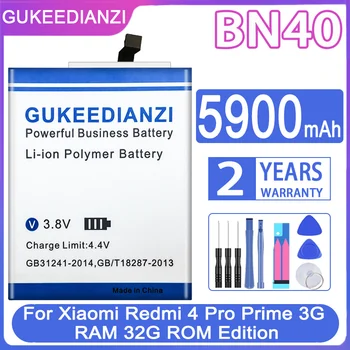 Аккумулятор Большой Мощности BN40 5900mAh Для Xiaomi Redmi 4 Pro/Redmi 4 Prime 3G RAM 32G ROM Высокой Емкости Сменные Батареи + инструмент