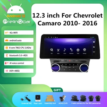 Система Prelingcar Android 12.0, автомобильный мультимедийный плеер 2 Din, GPS-навигация 12,3 дюйма для Chevrolet Camaro 2010- 2016 Ys 8Core