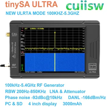 Оригинальный tinySA ULTRA 100 кГц-5,3 ГГц с 4-дюймовым дисплеем, ручной миниатюрный анализатор спектра, радиочастотный генератор с батареей