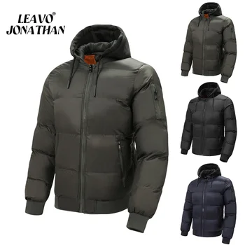 2023 Мужские осенне-зимние однотонные Повседневные куртки с капюшоном, модные Брендовые Мужские теплые ветрозащитные уличные парки, пальто высокого качества